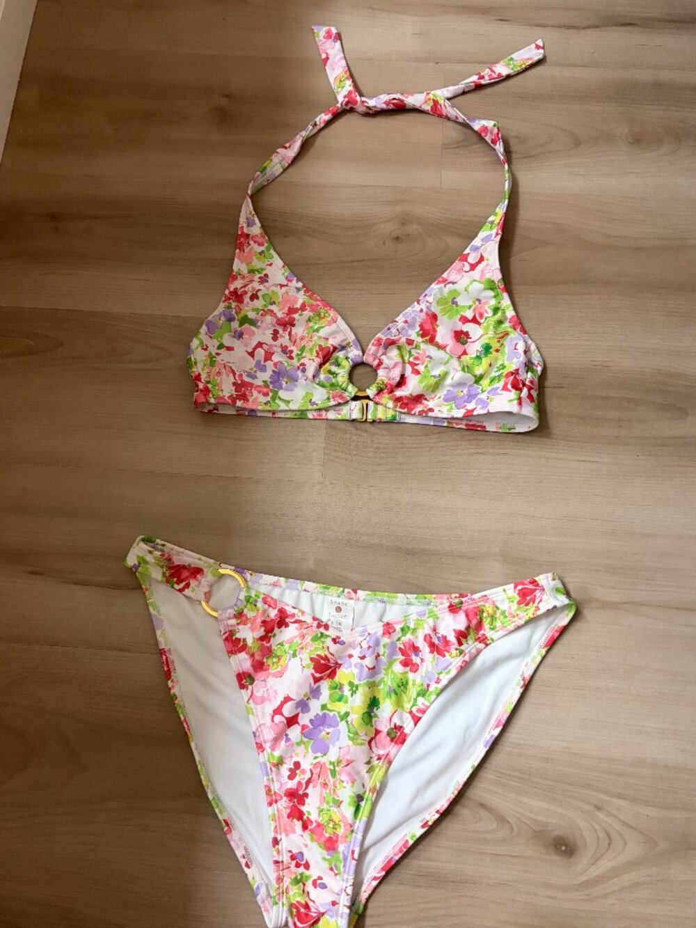 Shade & Shore Two Piece Floral Bikini with Gold Accents